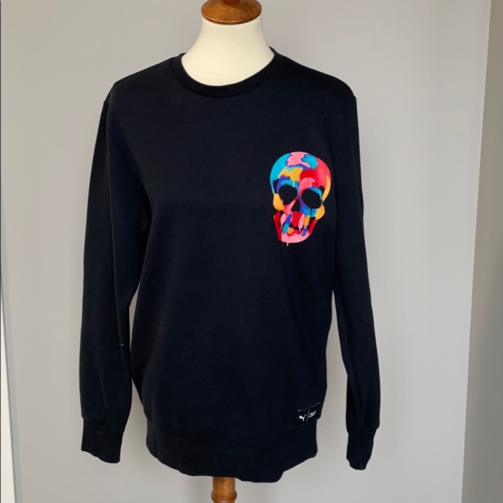 Puma Black Sweatshirt with Colorful Skull Design